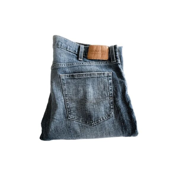 Signature Levi Strauss & Co. Mens Denim Jeans S61 Relaxed Blue Wash Size 38 - Picture 4 of 11
